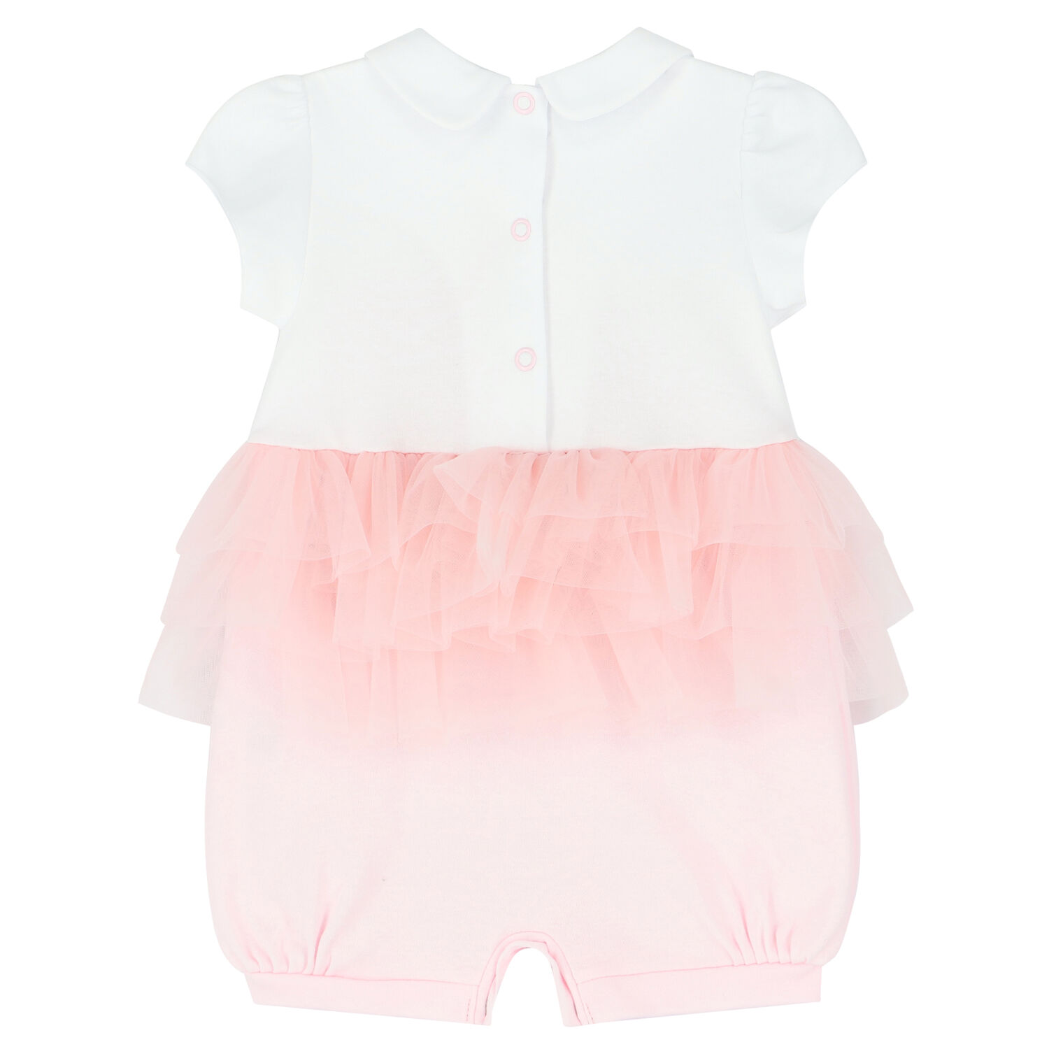Baby Girls White & Pink Floral Romper, 1, hi-res