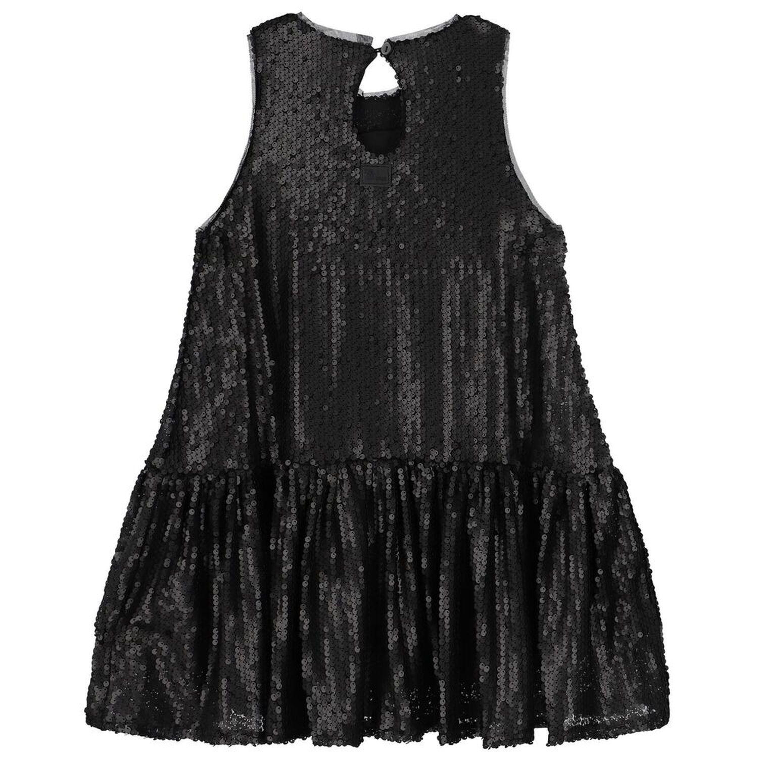 Girls Black Embellished Sequin Dress, 1, hi-res