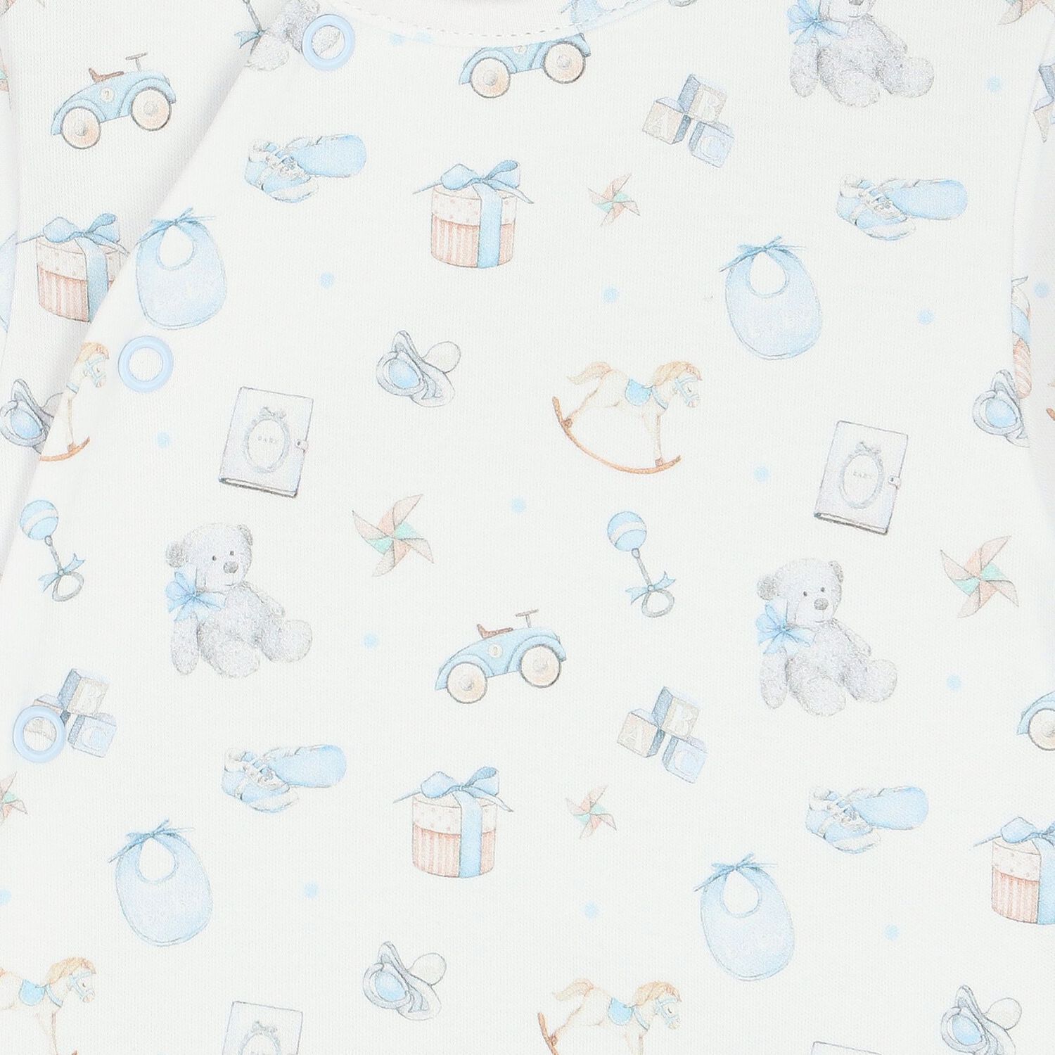 Baby Boys White & Blue Toys Babygrow, 1, hi-res