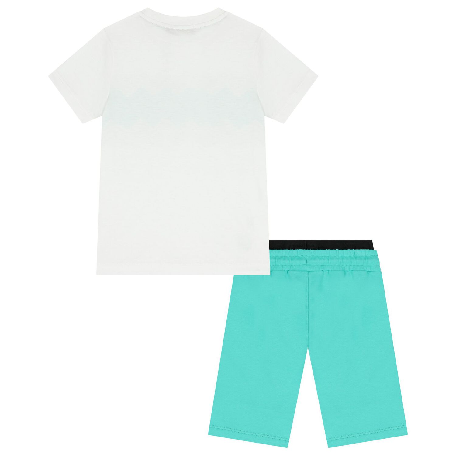 Boys White & Aqua Logo Shorts Set, 2, hi-res image number null