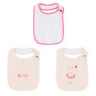 Baby Girls Pink & White Logo Bibs ( 3-Pack ), 1, hi-res