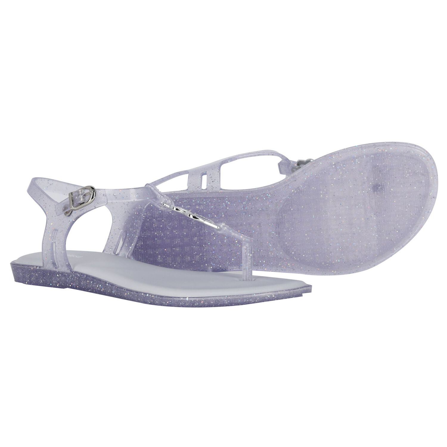 Girls White Glitter Solar Sandals, 1, hi-res image number null