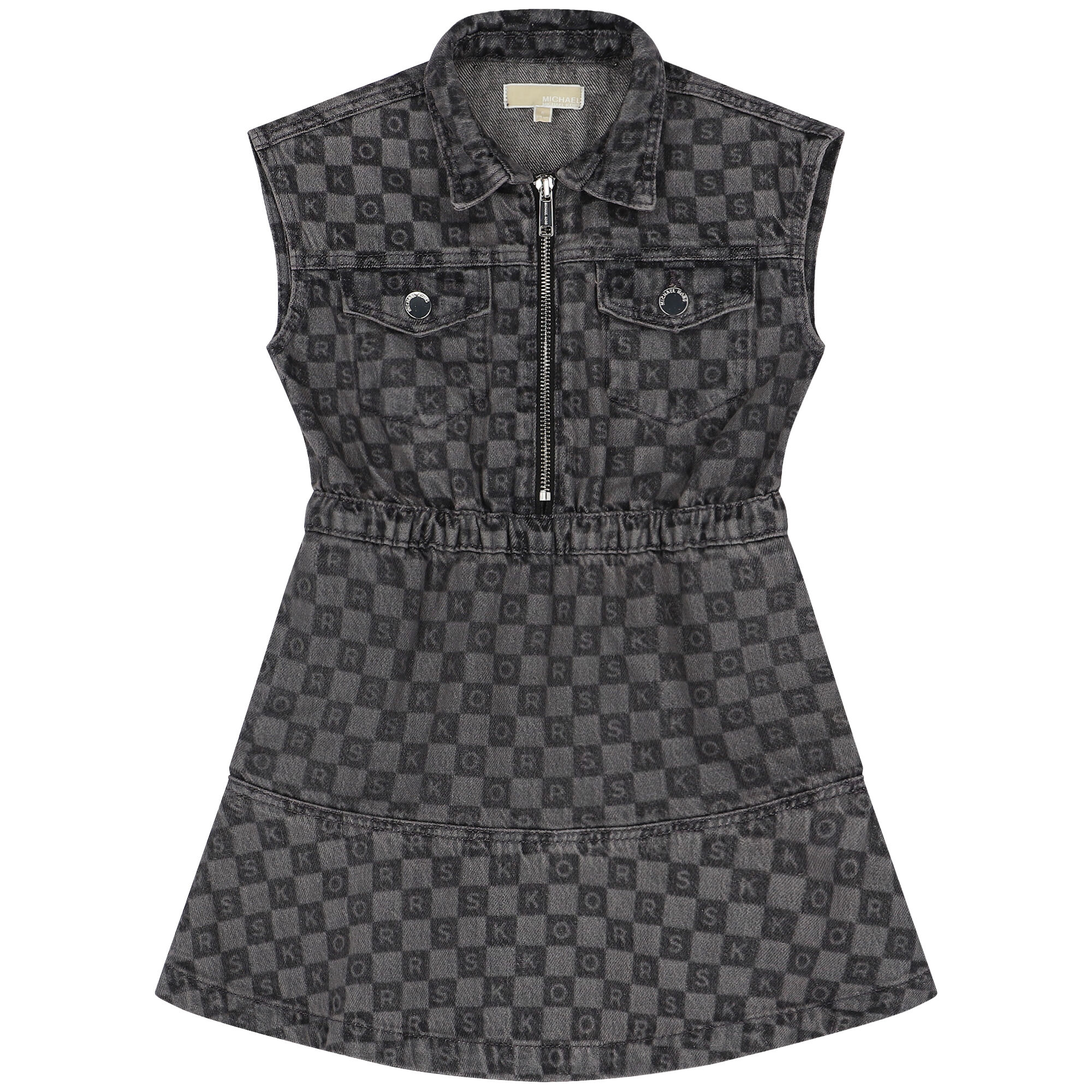 MICHAEL KORS Girls Grey Denim Mini Me Logo Dress Junior