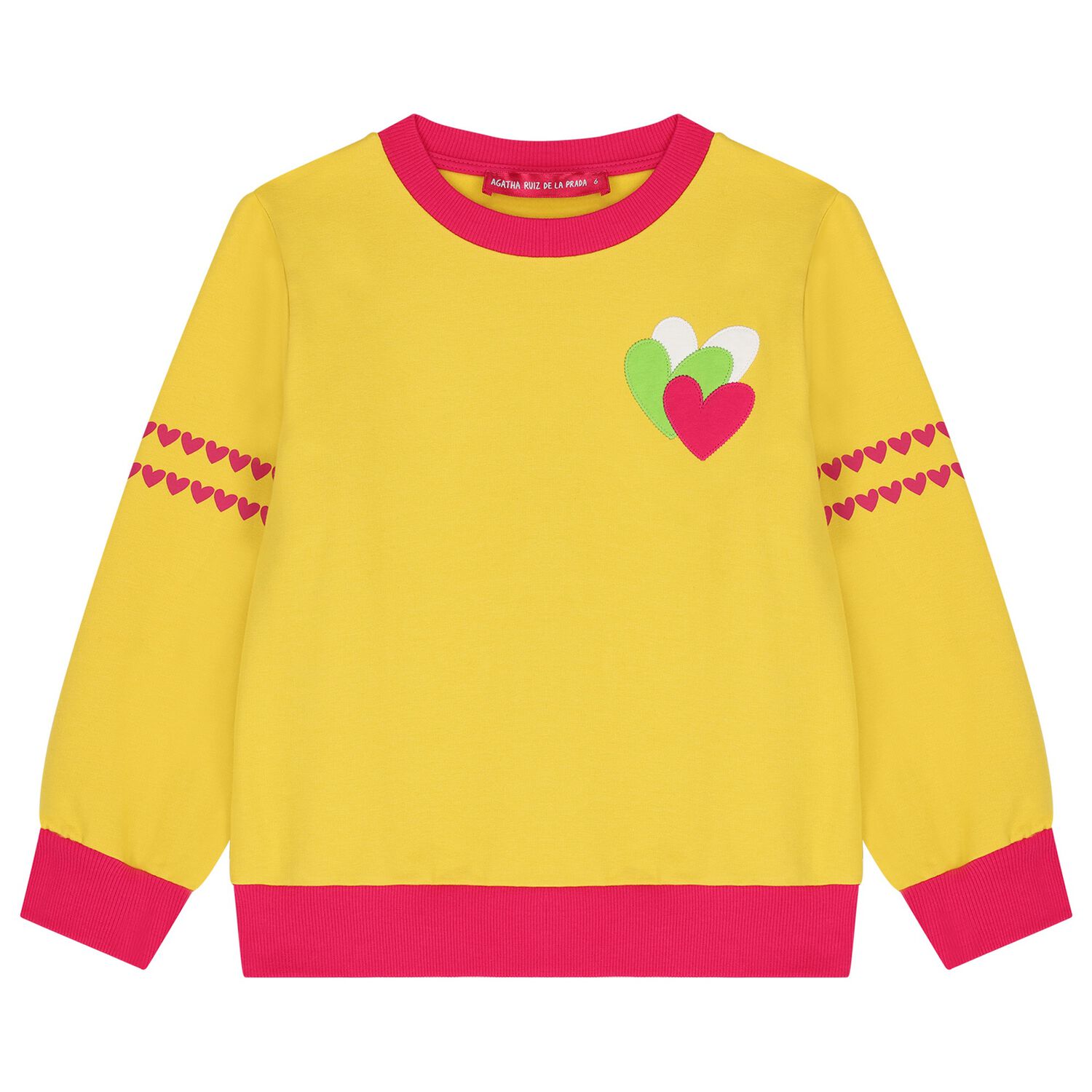 Girls Yellow Heart Logo Sweatshirt, 1, hi-res