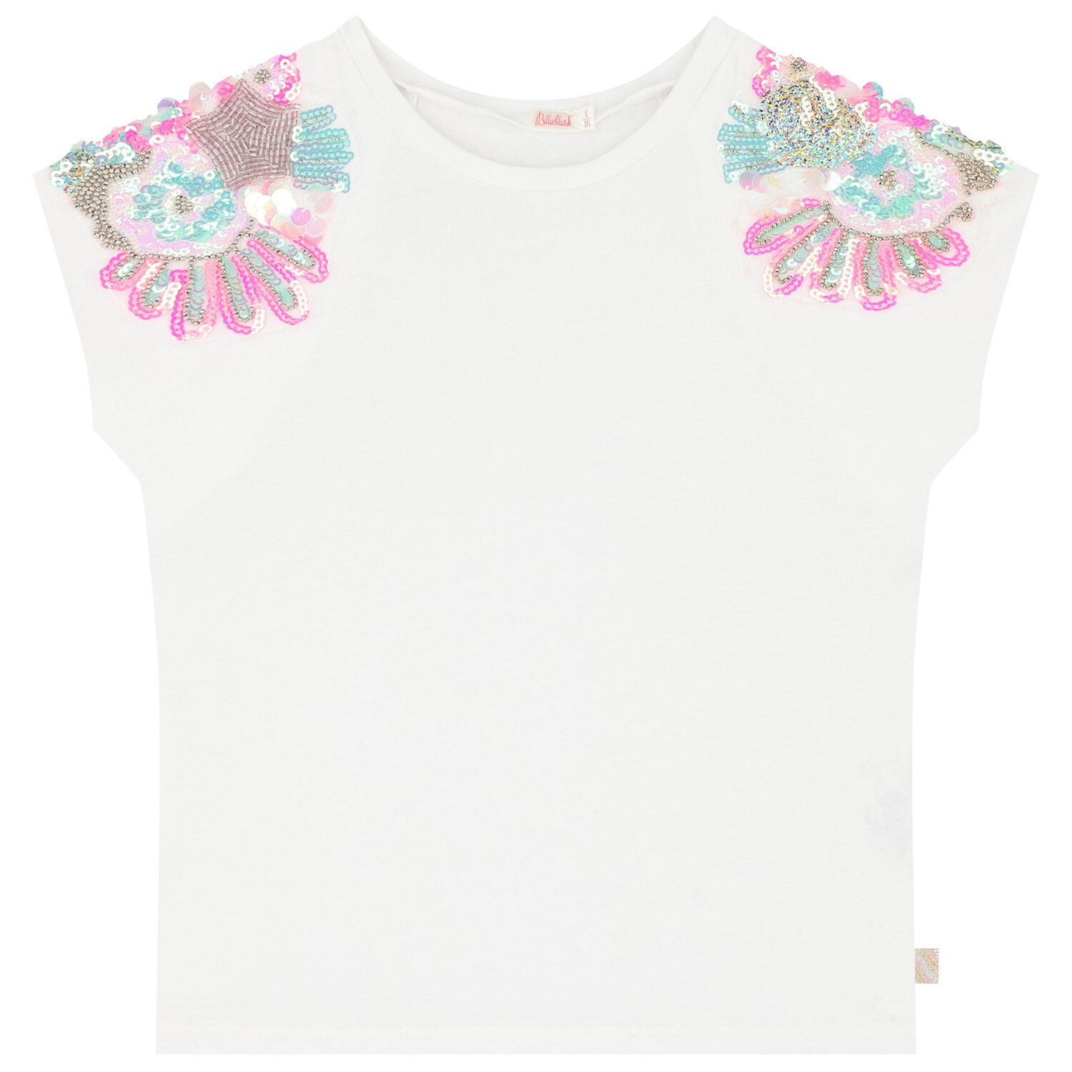 Girls White Sequin T-Shirt, 1, hi-res