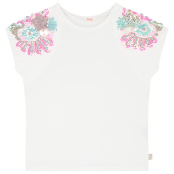 Girls White Sequin T-Shirt