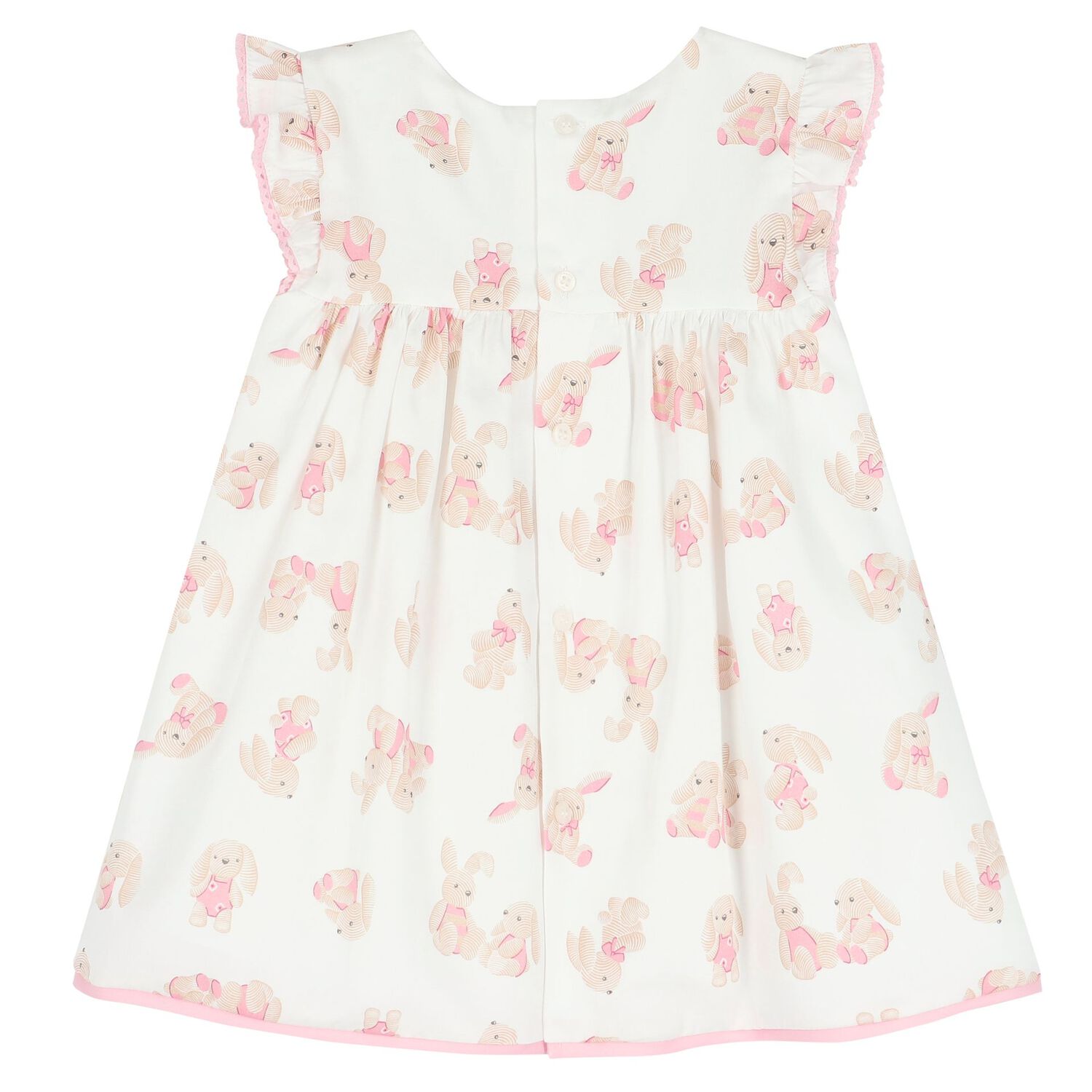 Baby Girls White & Pink Bunny Dress Set, 1, hi-res