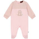 Pink & Gold Pima Cotton Logo Babygrow, 3, hi-res
