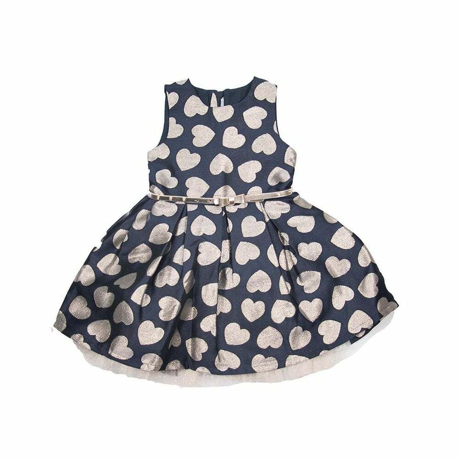 Girls Navy & Gold Special Occasions Dress, 1, hi-res