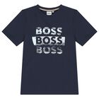 Boys Navy Blue Logo T-Shirt, 4, hi-res