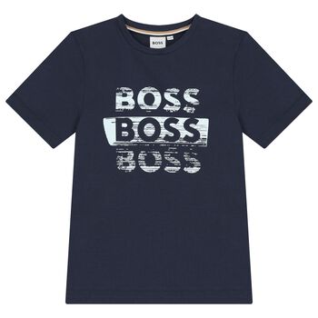 Boys Navy Blue Logo T-Shirt
