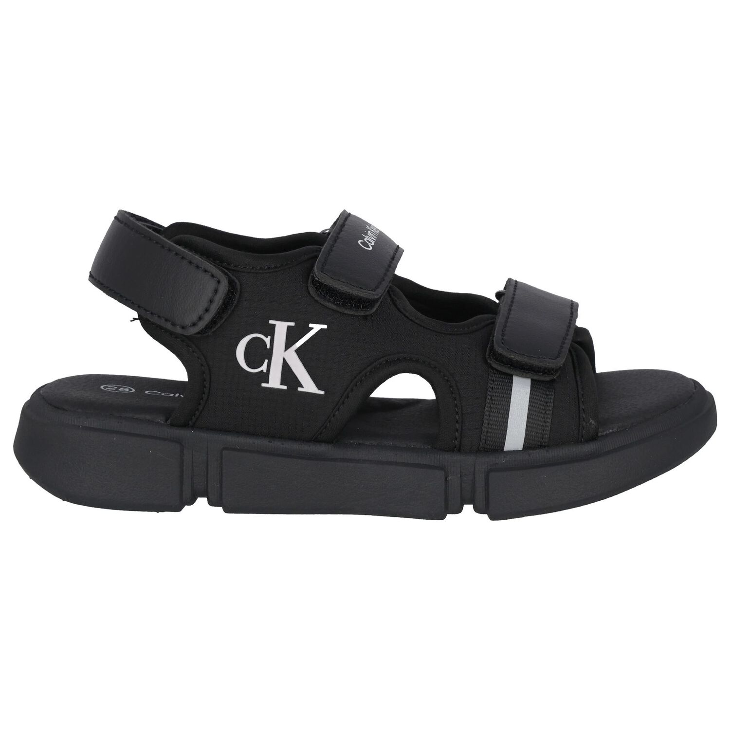 Boys Black Logo Sandals, 2, hi-res image number null