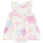 Baby Girls White Floral Dress, 1, hi-res