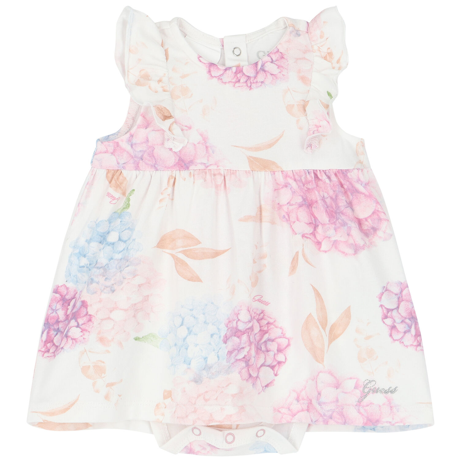 Baby Girls White Floral Dress, 1, hi-res