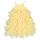 Girls Yellow Tulle Ruffles Dress, 3, hi-res