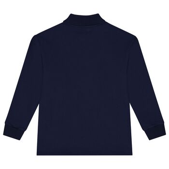 Boys Navy Blue Web Striped Polo Shirt