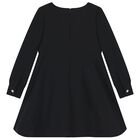 Girls Black Diamante Bow Dress, 1, hi-res