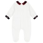 Baby Boys White Tartan Babygrow, 1, hi-res