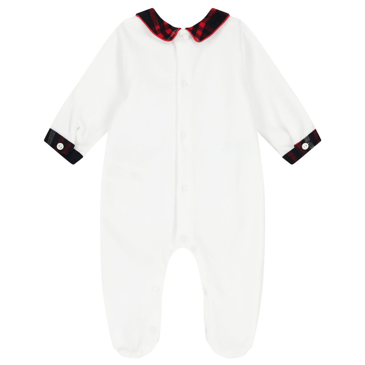 Baby Boys White Tartan Babygrow, 1, hi-res