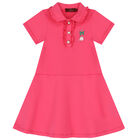 Girls Pink Logo Polo Dress, 1, hi-res