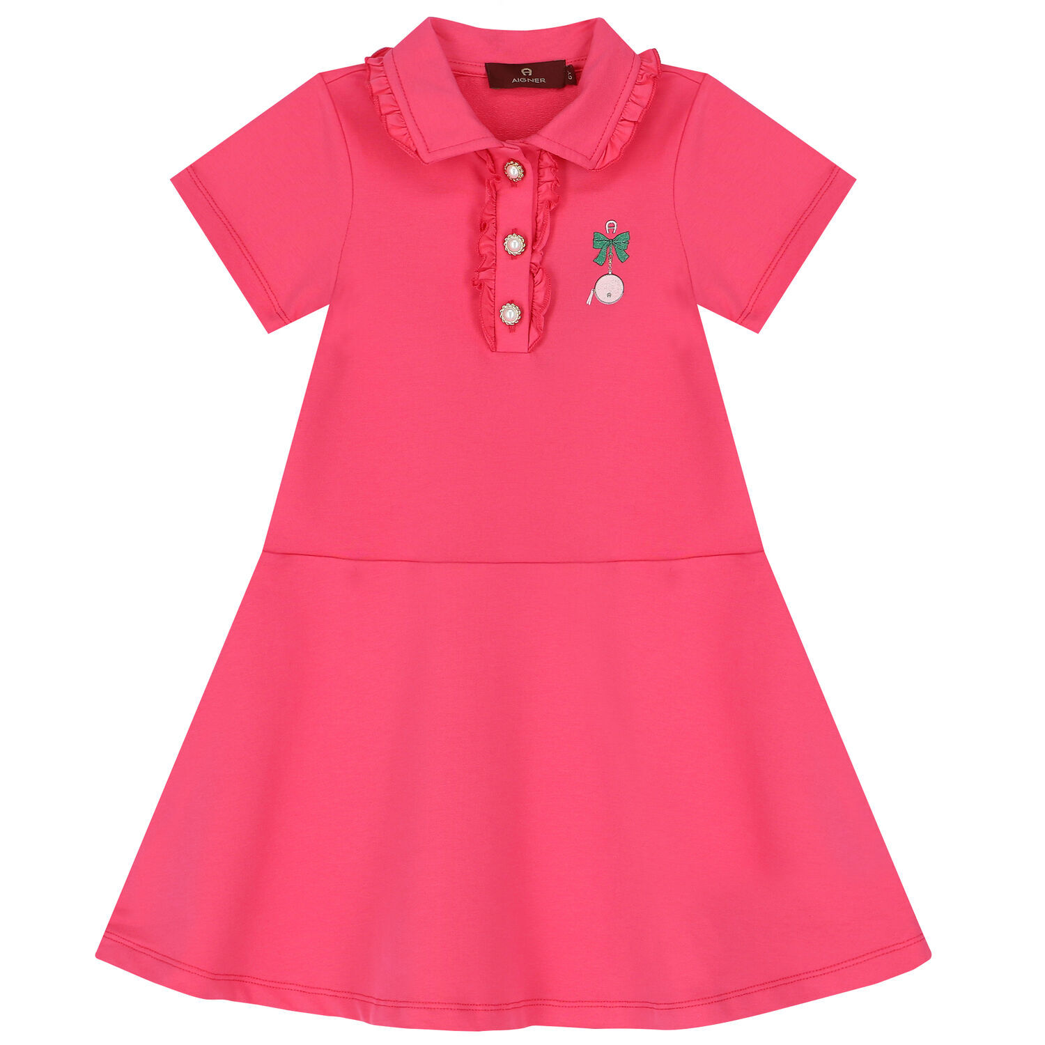Girls Pink Logo Polo Dress, 1, hi-res