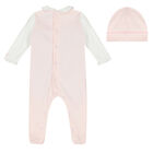 Baby Girls Pink & White Bow Babygrow Set, 1, hi-res