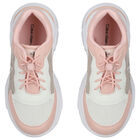 Girls Pink & White Logo Trainers, 1, hi-res