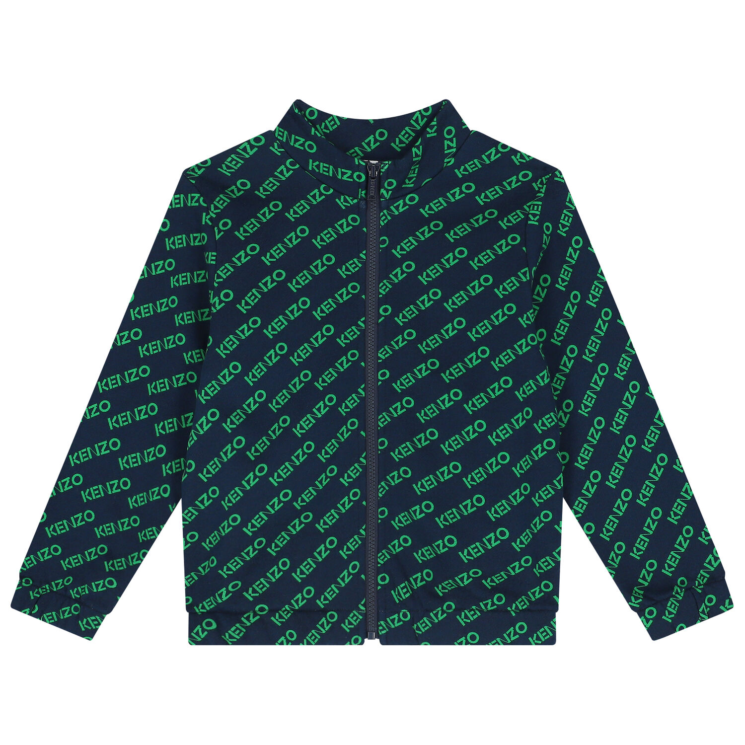 Boys Navy Blue Logo Zip Up Top, 1, hi-res