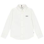 Boys White Logo Shirt, 1, hi-res