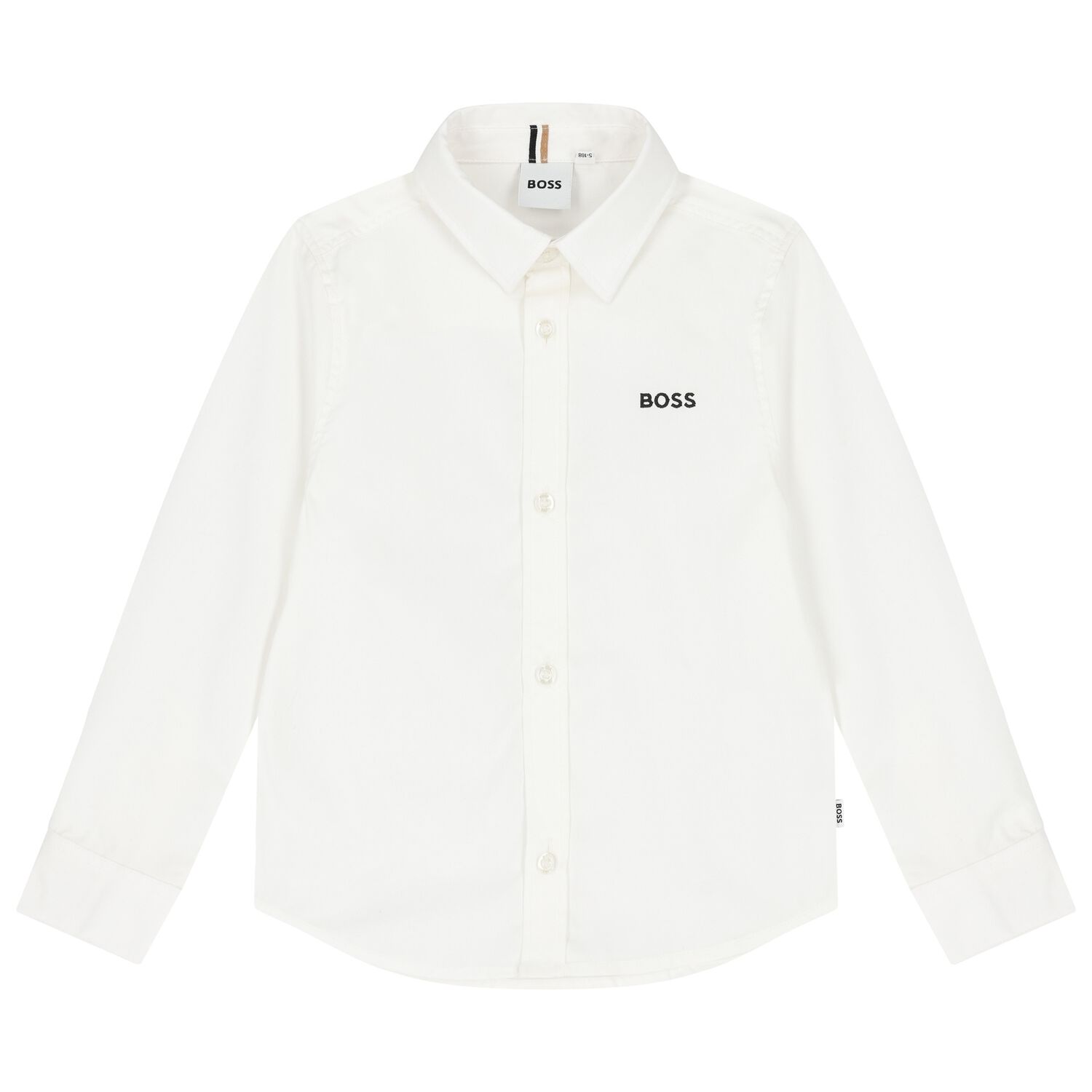 Boys White Logo Shirt, 1, hi-res