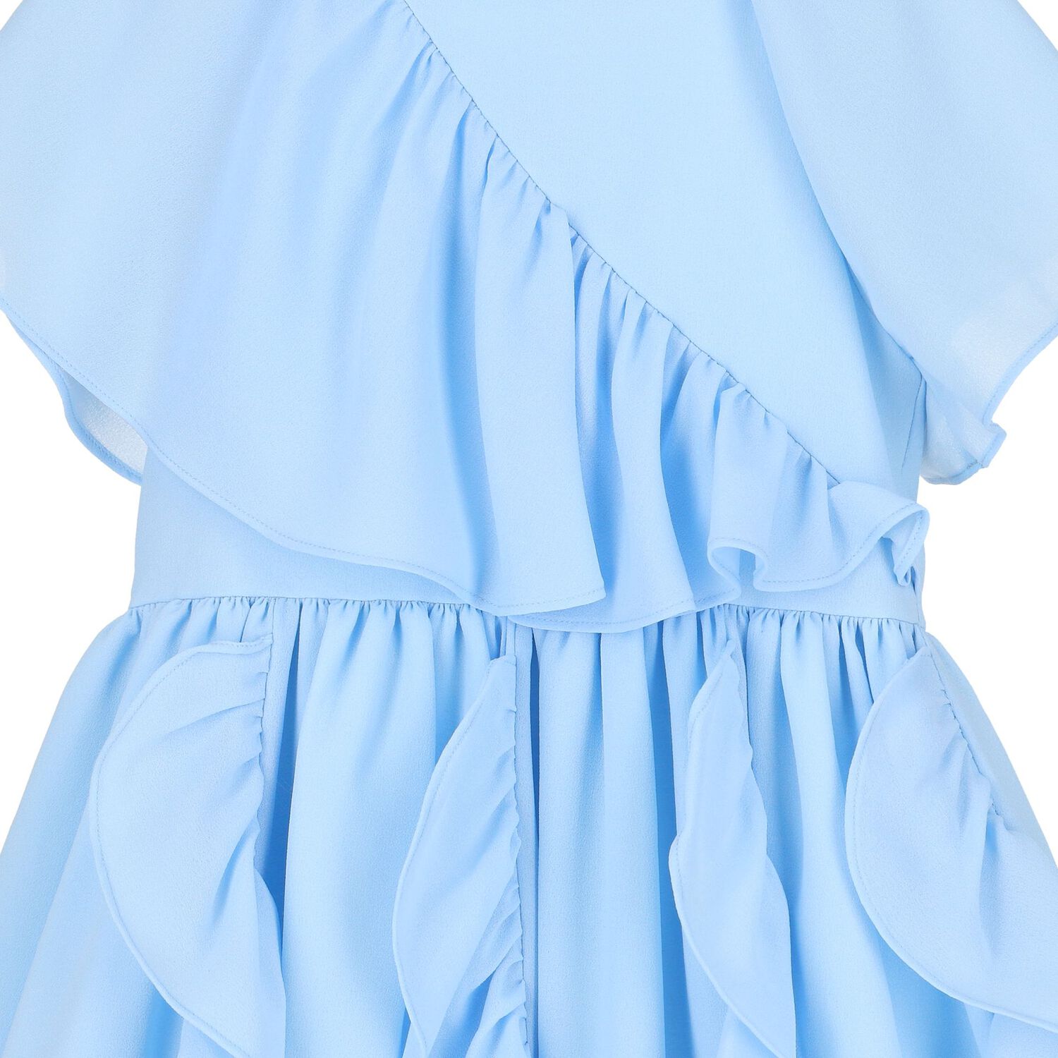 Girls Blue Chiffon Ruffle Dress, 1, hi-res