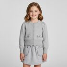 Girls Grey Bow Cardigan, 2, hi-res