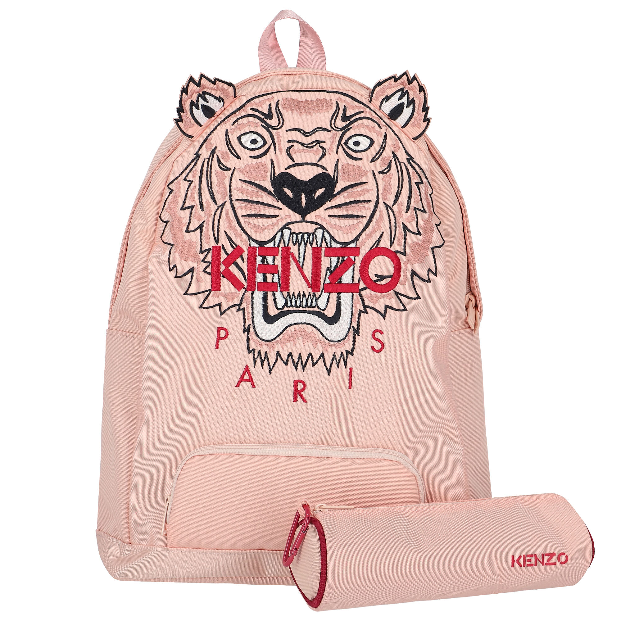 KENZO KIDS Girls Pink Tiger Logo Backpack 37CM Junior Couture UK