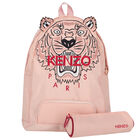 Girls Pink Tiger Logo Backpack 37CM, 1, hi-res