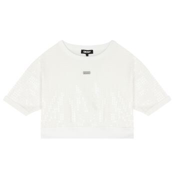 Girls White Sequin Sweatshirt