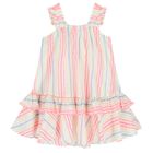 Girls Multi-Coloured Stripes Embellished Dress, 1, hi-res