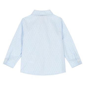 Younger Boys Blue Jacquard Logo Shirt