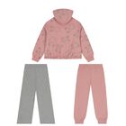 Girls Pink & Grey Teddy Bear 3 Piece Tracksuit, 2, hi-res