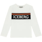 Boys Ivory Logo Long Sleeve Top, 1, hi-res