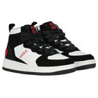 Boys Black & White Logo Trainers, 1, hi-res