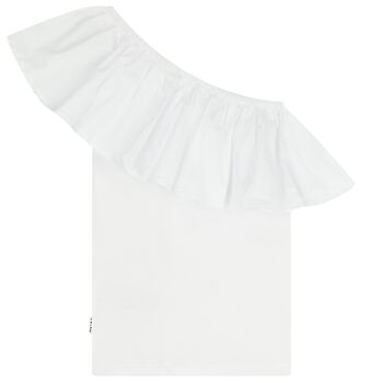 Girls White One Shoulder Top