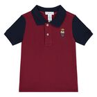 Baby Boys Burgundy Polo Bear Polo Shirt, 1, hi-res
