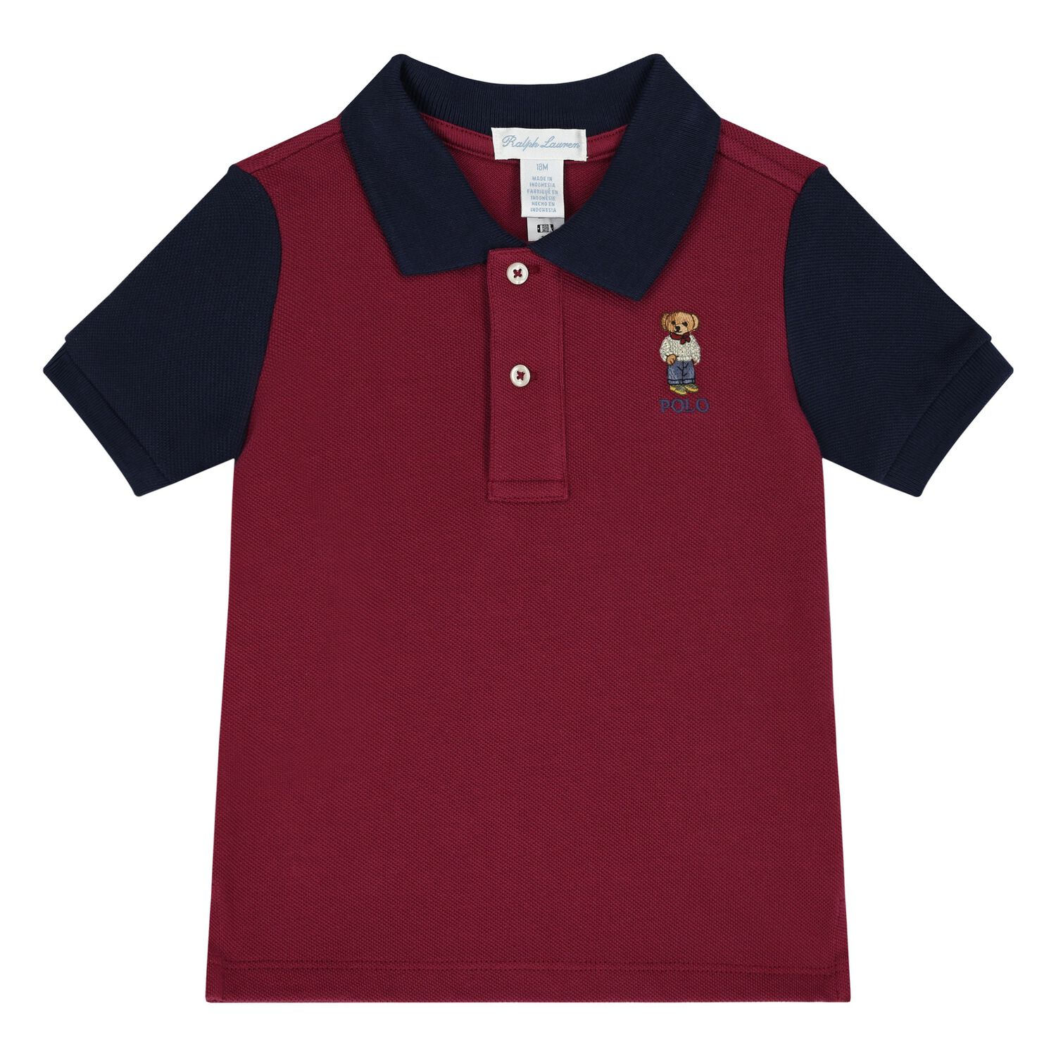 Baby Boys Burgundy Polo Bear Polo Shirt, 1, hi-res