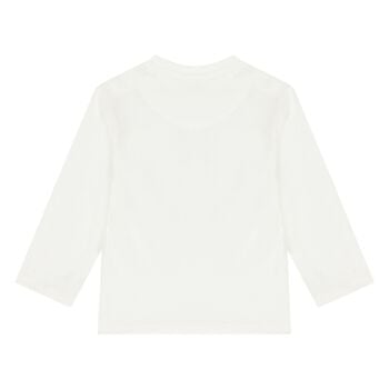 Younger Boys White Slogan Long Sleeve Top
