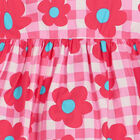 Girls Pink Gingham & Flower Dress, 1, hi-res