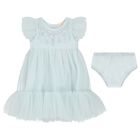 Younger Girls Blue Embellished Tulle Dress Set, 1, hi-res