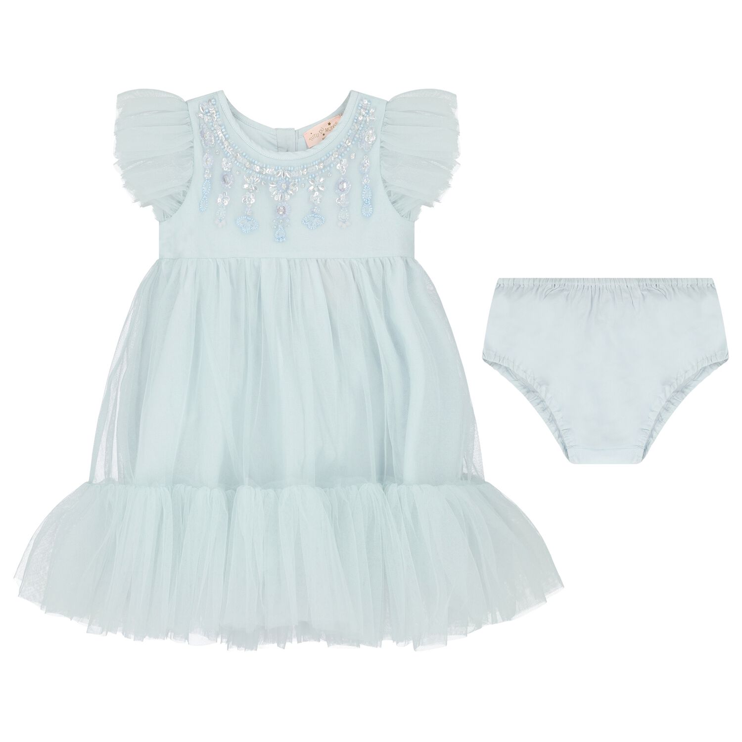 Younger Girls Blue Embellished Tulle Dress Set, 1, hi-res image number null