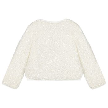 Girls White Sequin Sweatshirt