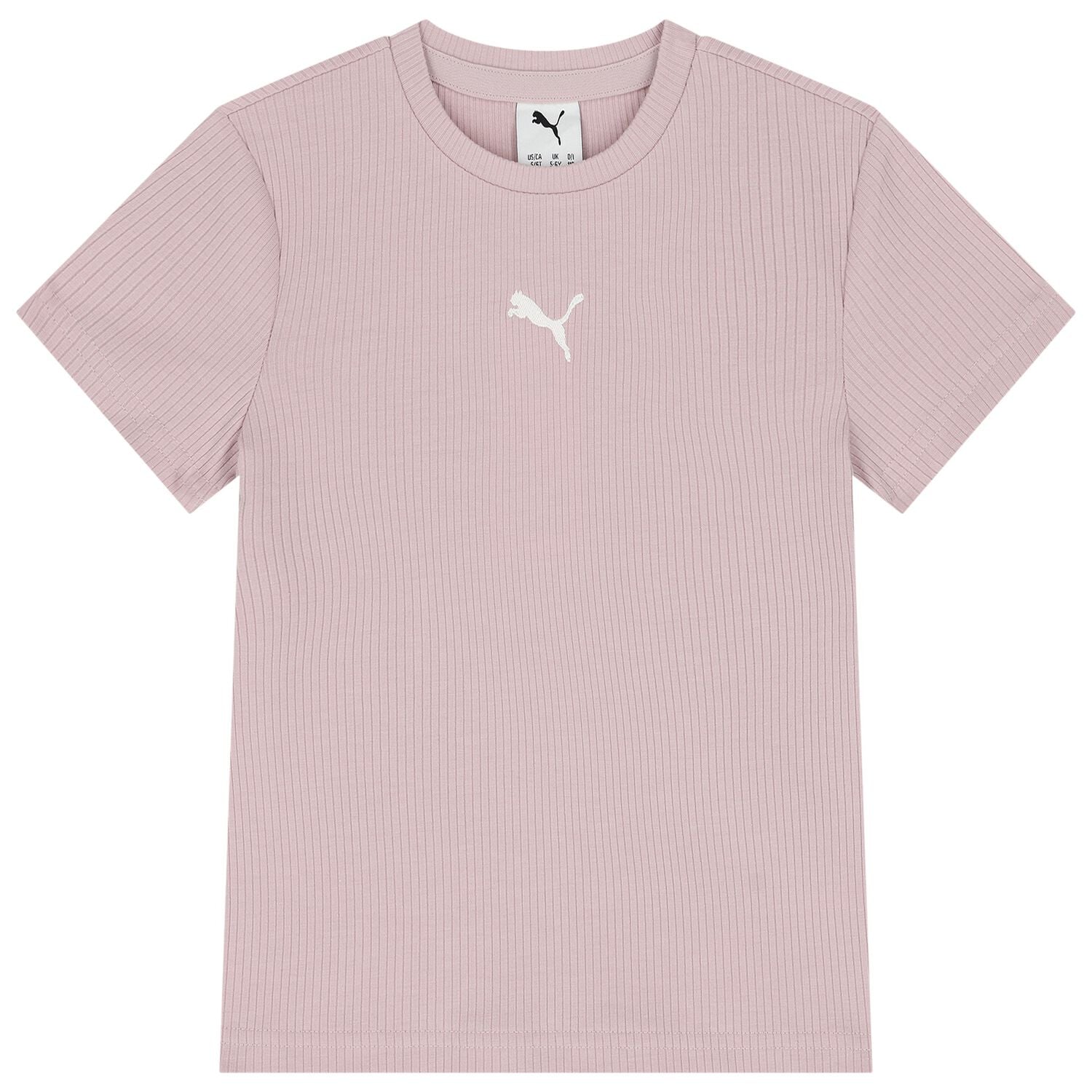 Girls Pink Logo Ribbed T-Shirt, 1, hi-res