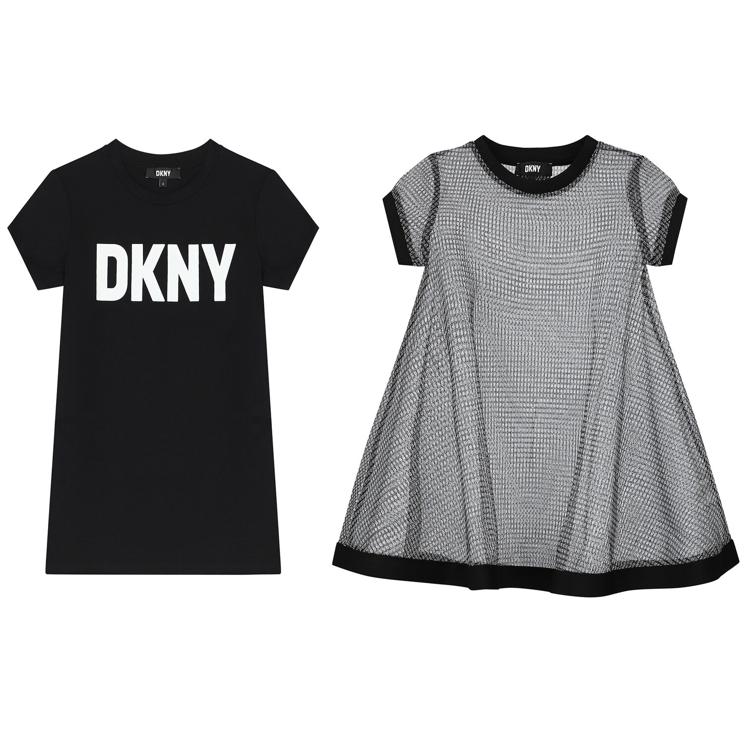 Girls Black & Silver Logo Milano Jersey 2-in-1 Dress, 1, hi-res